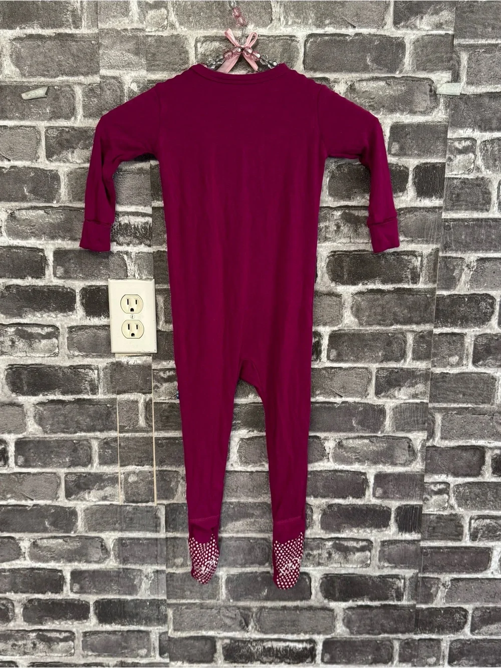 Kickee Pants one piece jumpsuit pajamas magenta 18-24 months